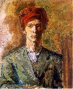 Self portrait in red headwear Zygmunt Waliszewski